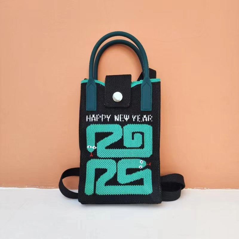 Women's Polyester Cartoon Cute Square Hidden Buckle Shoulder Bag Handbag Crossbody Bag