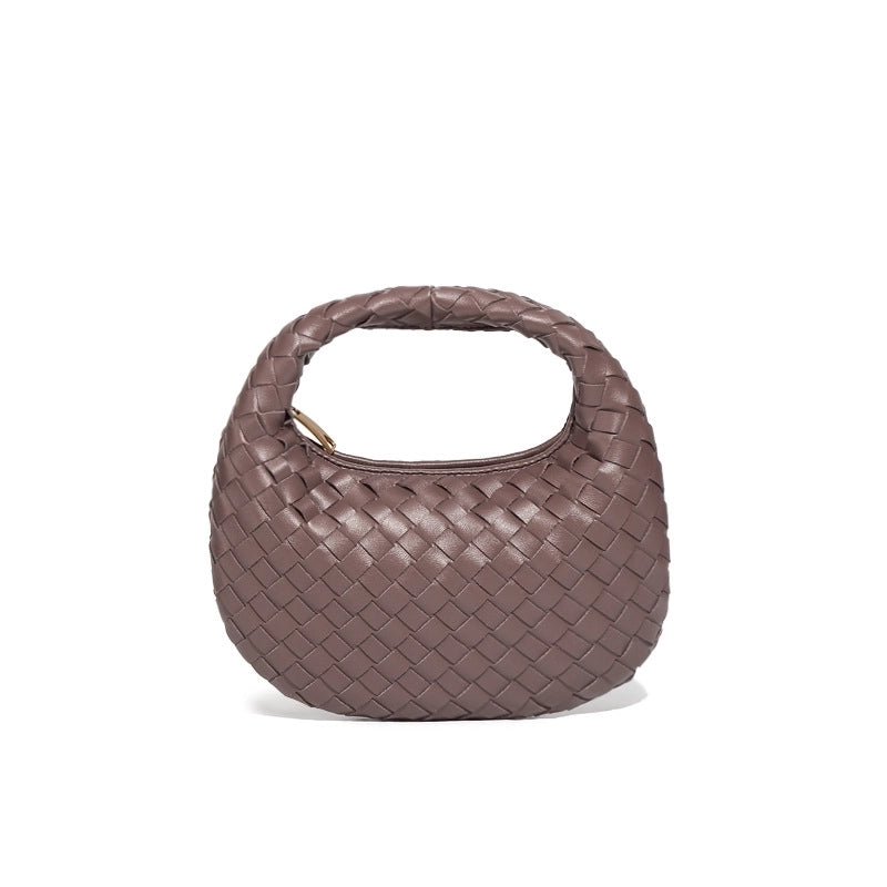 Women's Small Pu Leather Solid Color Streetwear Round Zipper Handbag
