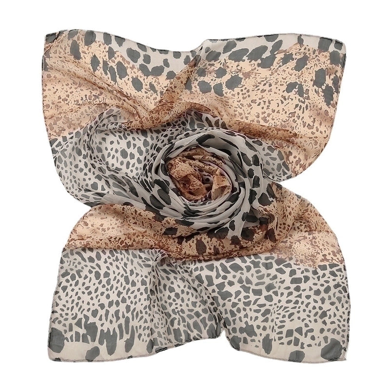 Women's Fashion Leopard Chiffon Patchwork Silk Scarves