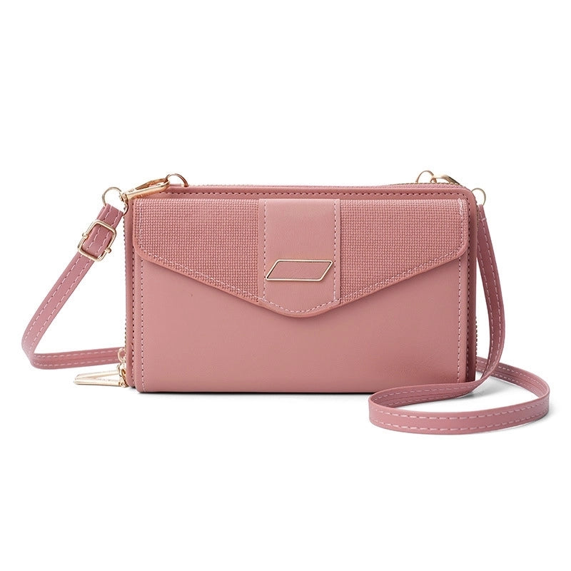 Women's Pu Leather Color Block Elegant Classic Style Square Buckle Crossbody Bag