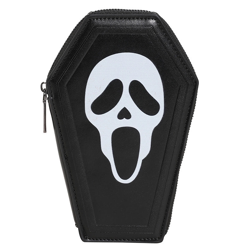 Halloween Women's Pu Leather Printing Vintage Style Square Zipper Clutch Bag