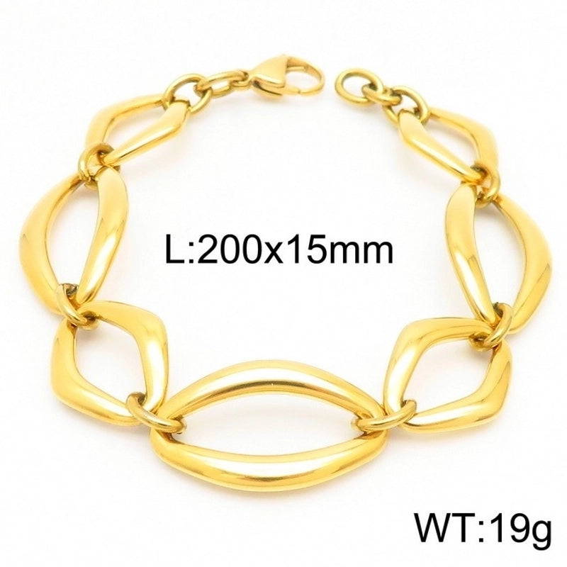 Rock Geometric Titanium Steel 18K Gold Plated Bracelets In Bulk