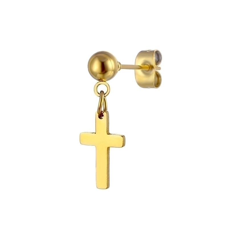 Minimalist Geometric Cross Stainless Steel Asymmetrical Dangling Earrings 1 Piece