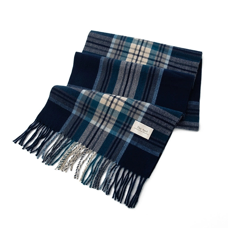 Women's Elegant Plaid Imitation Cashmere Tassel Scarf