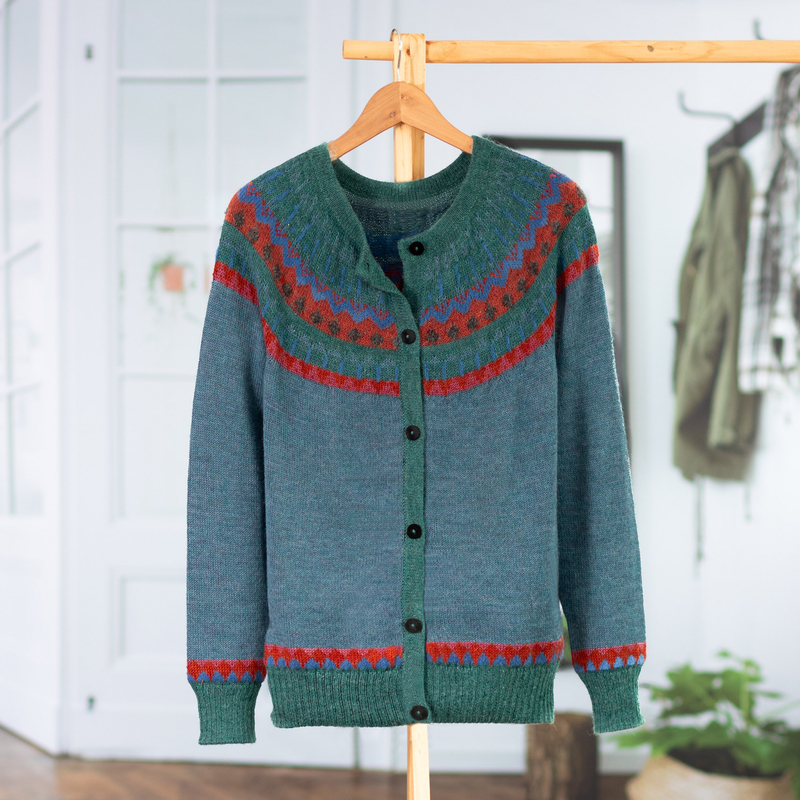 Vintage Geometric Embroidered Knitted Graphic Women's Cardigan Sweater