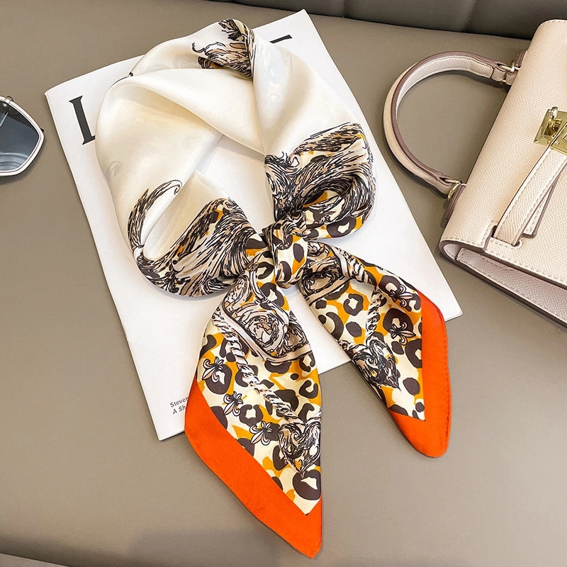 Women's Minimalist Classic Style Leopard Polyester Printing Silk Scarf