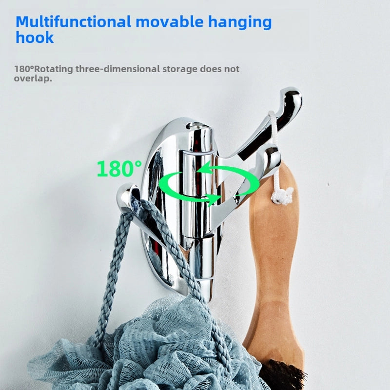 Hotel Bathroom Activity Clothes Hook Toilet Single Hook Door Hook Coat Hook 180 Degrees Rotating Three Hooks