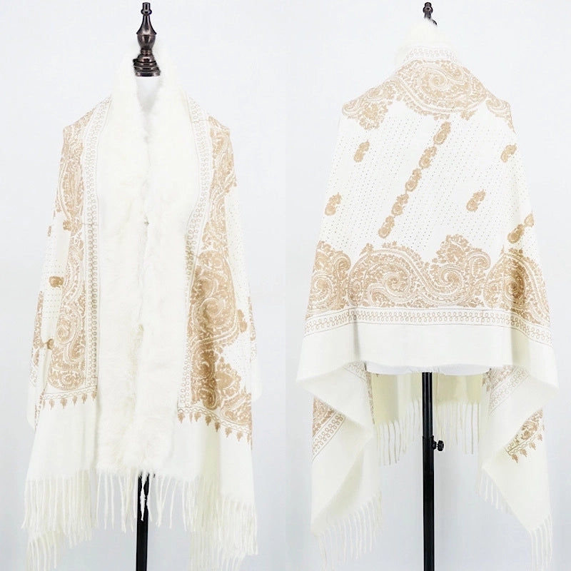 Women's Ethnic Style Flower Imitation Cashmere Tassel Shawl
