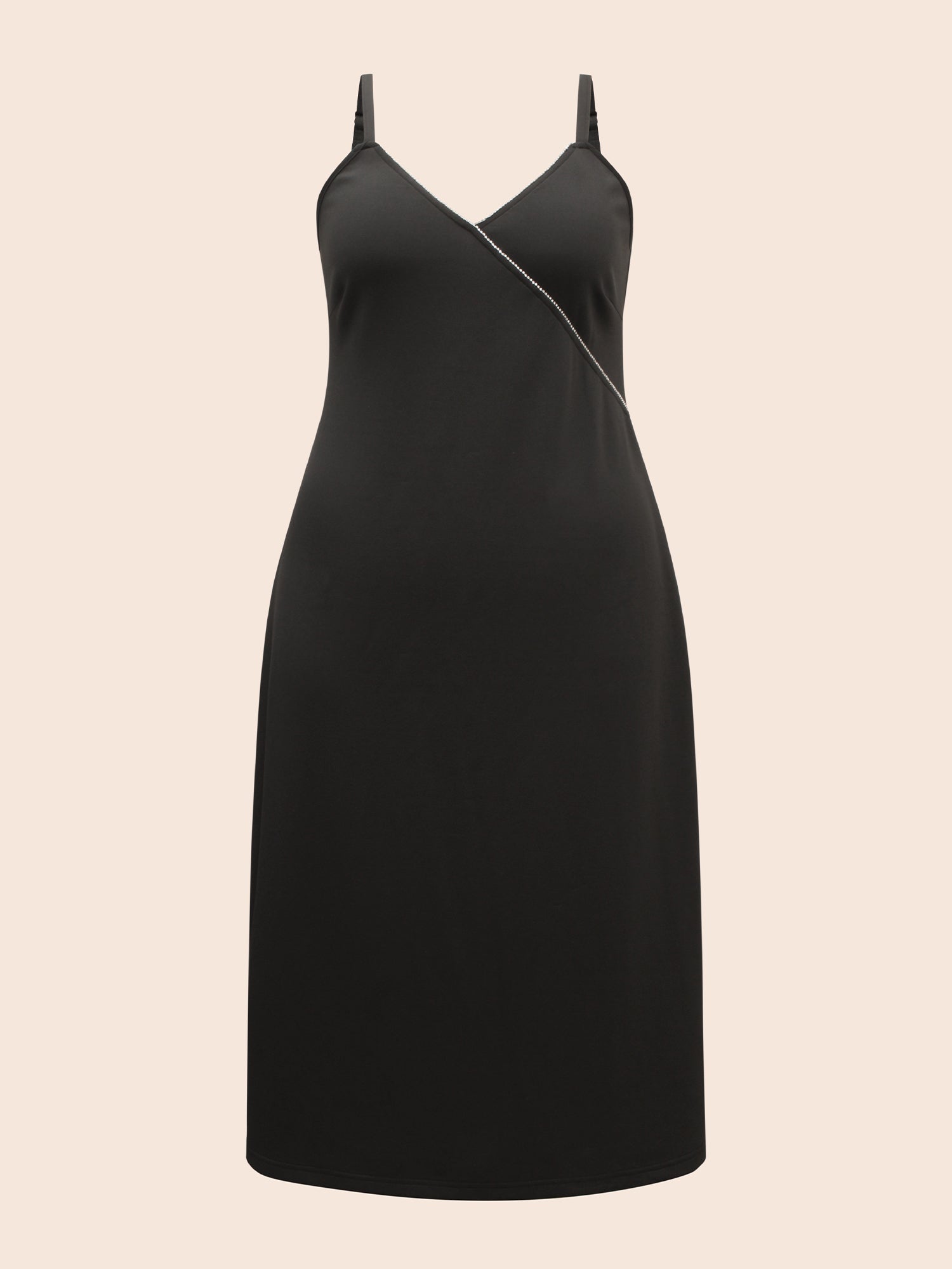 Rhinestone Detail Overlap Collar Cami Dress