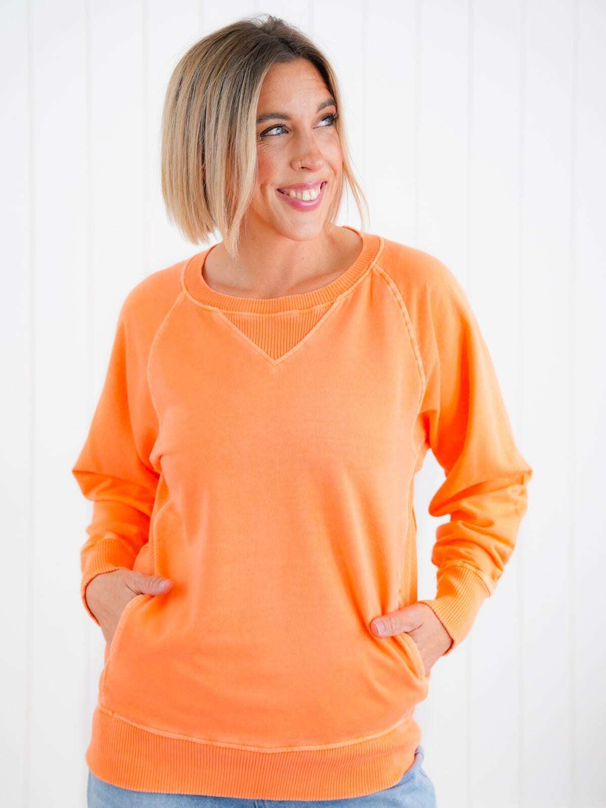 FINAL SALE⚡8 Packs for $24.95⚡ - Door Buster! Zenana Pigment Dyed French Terry Pullover w/ Pockets (Multiple Colors)