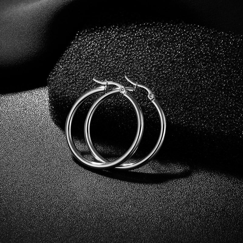 Classic Style Titanium Steel Hypoallergenic Circle Earrings