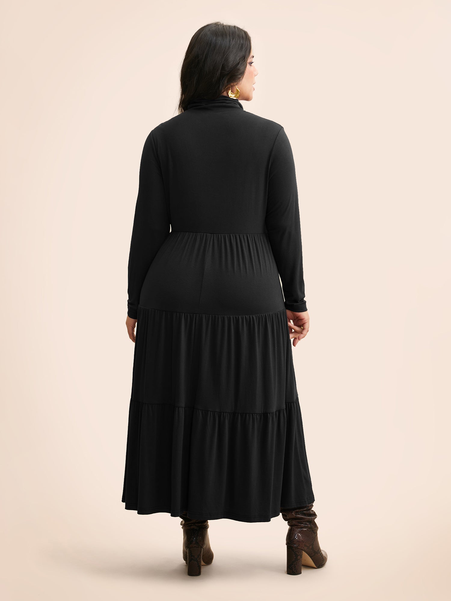 Supersoft Essentials Funnel Neck Tiered Midi Dress