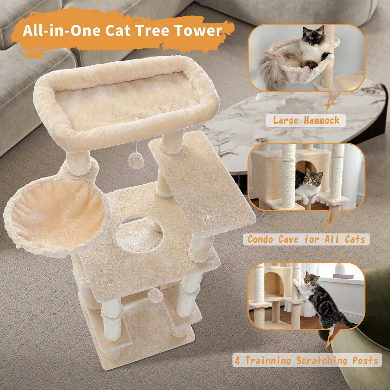 140cm Multi Level Cat Scratching Condo