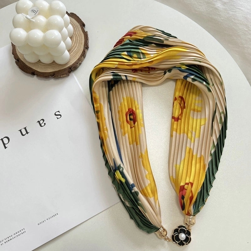Women's Elegant Geometric Satin Printing Silk Scarf