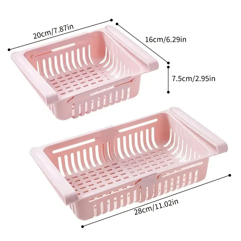 ADJUSTABLE FRIDGE STORAGE BASKET