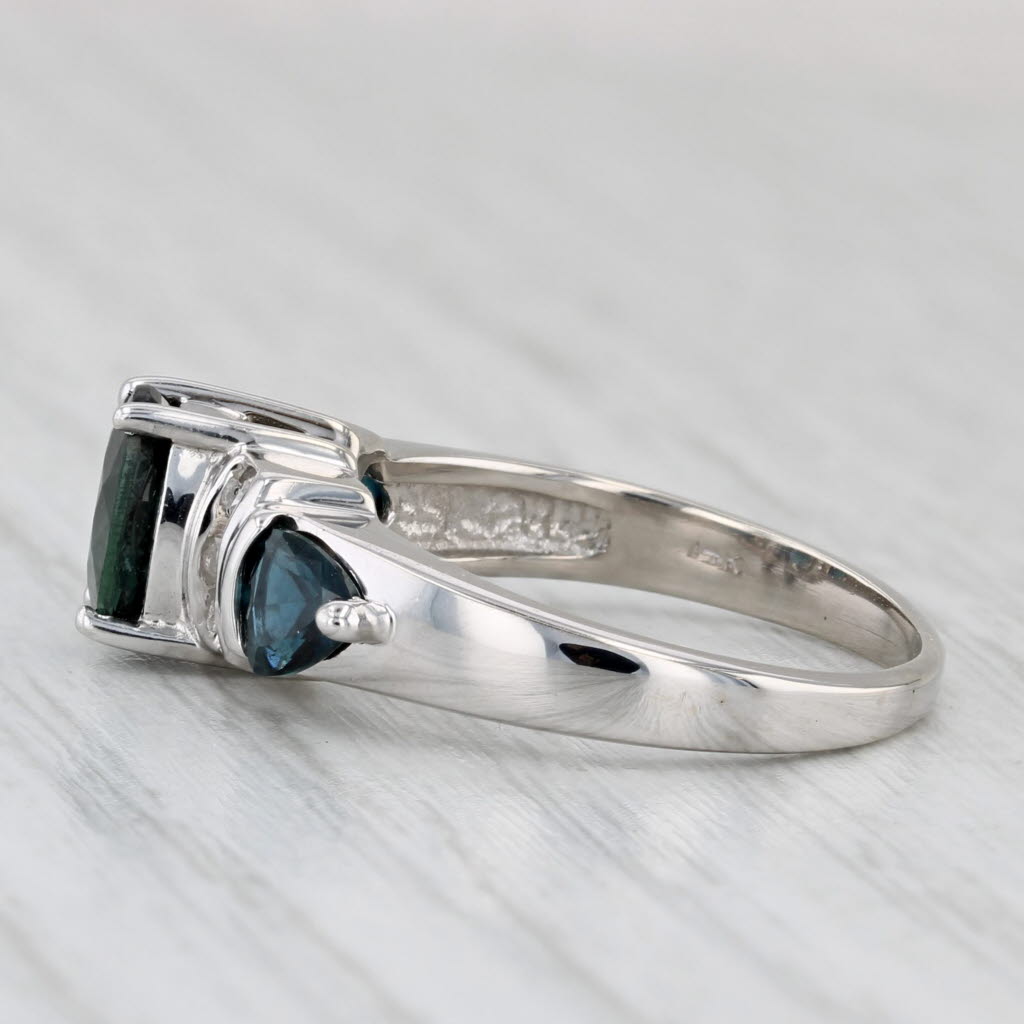 1.69ctw Oval Blue Sapphire Diamond Ring 14k White Gold Size 6