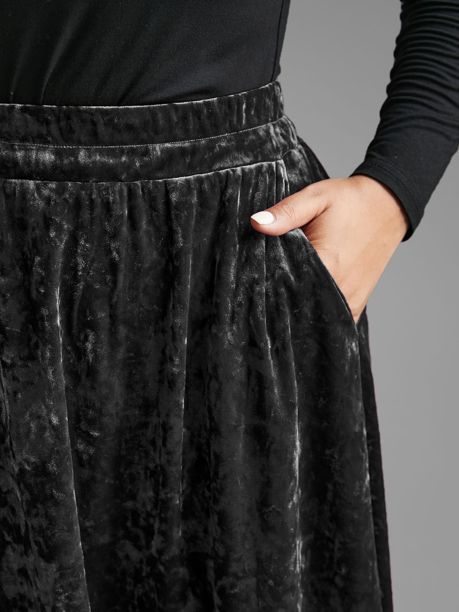 Velvet Elastic Waist Skirt