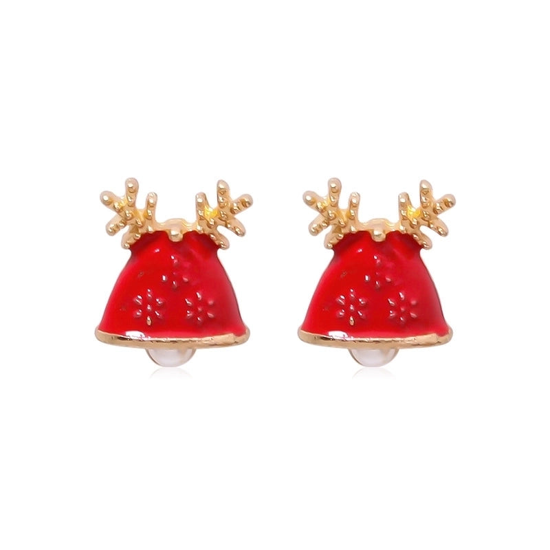 Fashion Christmas Tree Bell Snowflake Alloy Rhinestones Ear Studs