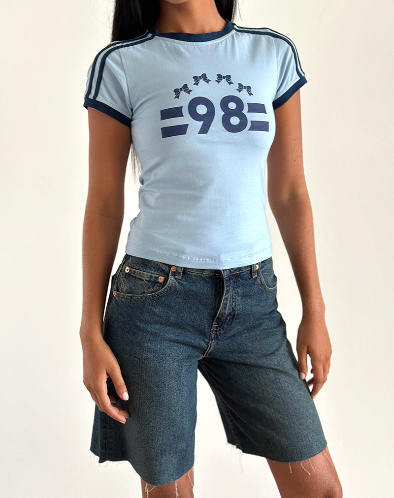 Salda Tee in Nantucket Blue with Navy Binding  and '98' Emb