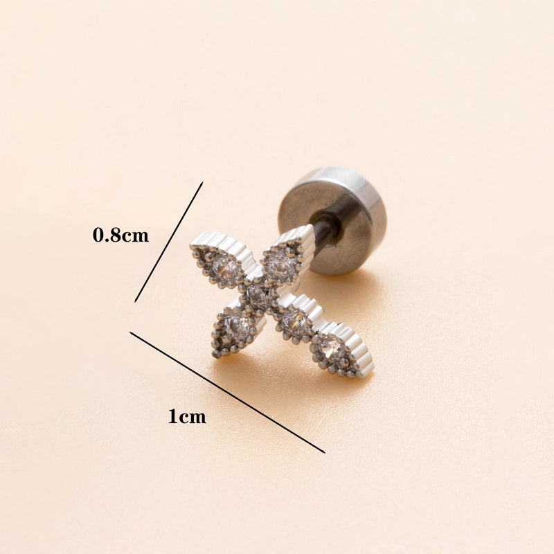 1 Piece Ear Cartilage Rings & Studs Minimalist Classic Style Heart Shape Snake Butterfly Copper Polishing Inlay Zircon 18K Gold Plated Ear Cartilage Rings & Studs