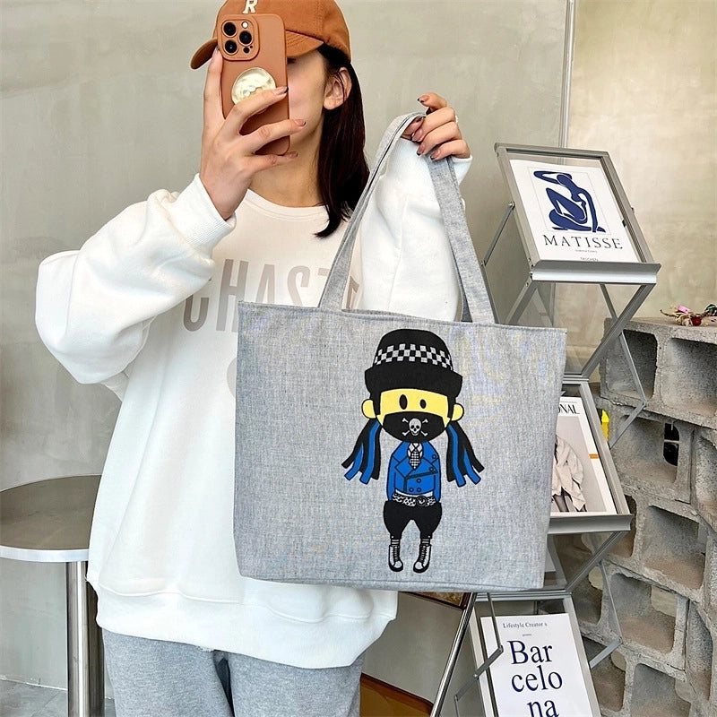 Women's Classic Style Color Block Canvas Shopping Bags