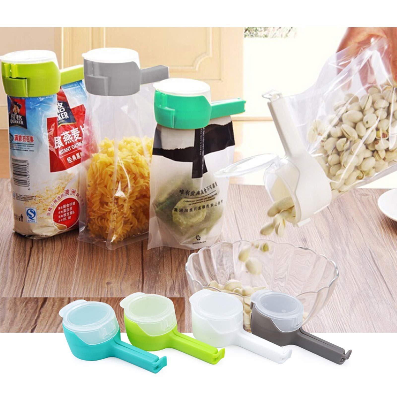 Food bag clipswith Pour Spouts