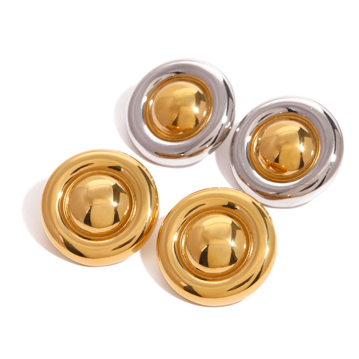 Stainless Steel 18K Gold Stainless Steel Glossy Retro Simple Versatile Hoop Earrings