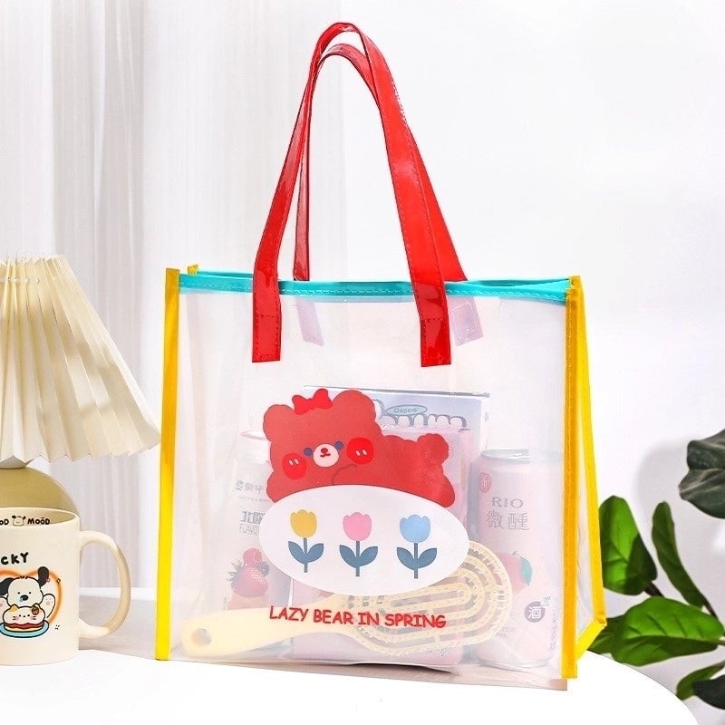 2 Pieces Cute Animal Cartoon Letter Pvc Shopping Bags