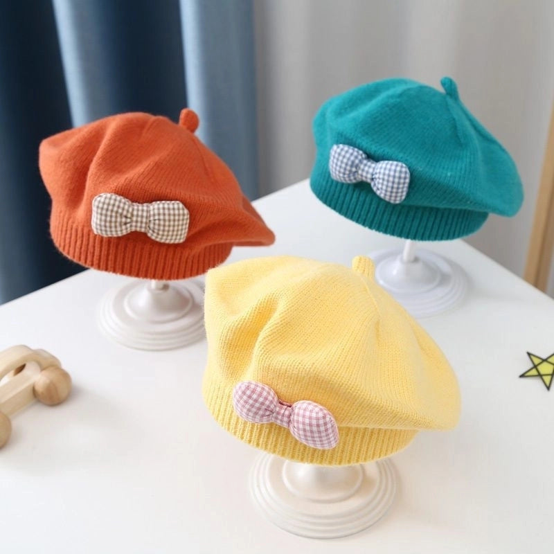 Children Unisex Cute Sweet Solid Color Beret Hat