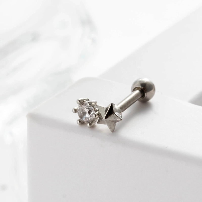 Ear Cartilage Rings & Studs Geometric 316L Stainless Steel  Copper Inlaid Zircon