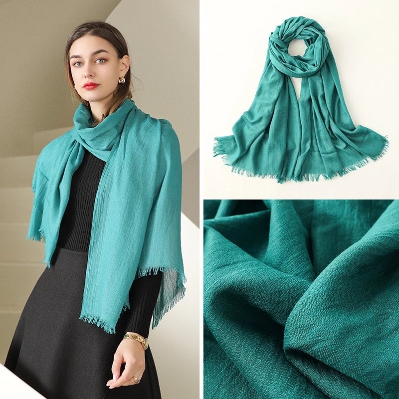 Women's Elegant Solid Color Cotton Silk Scarves