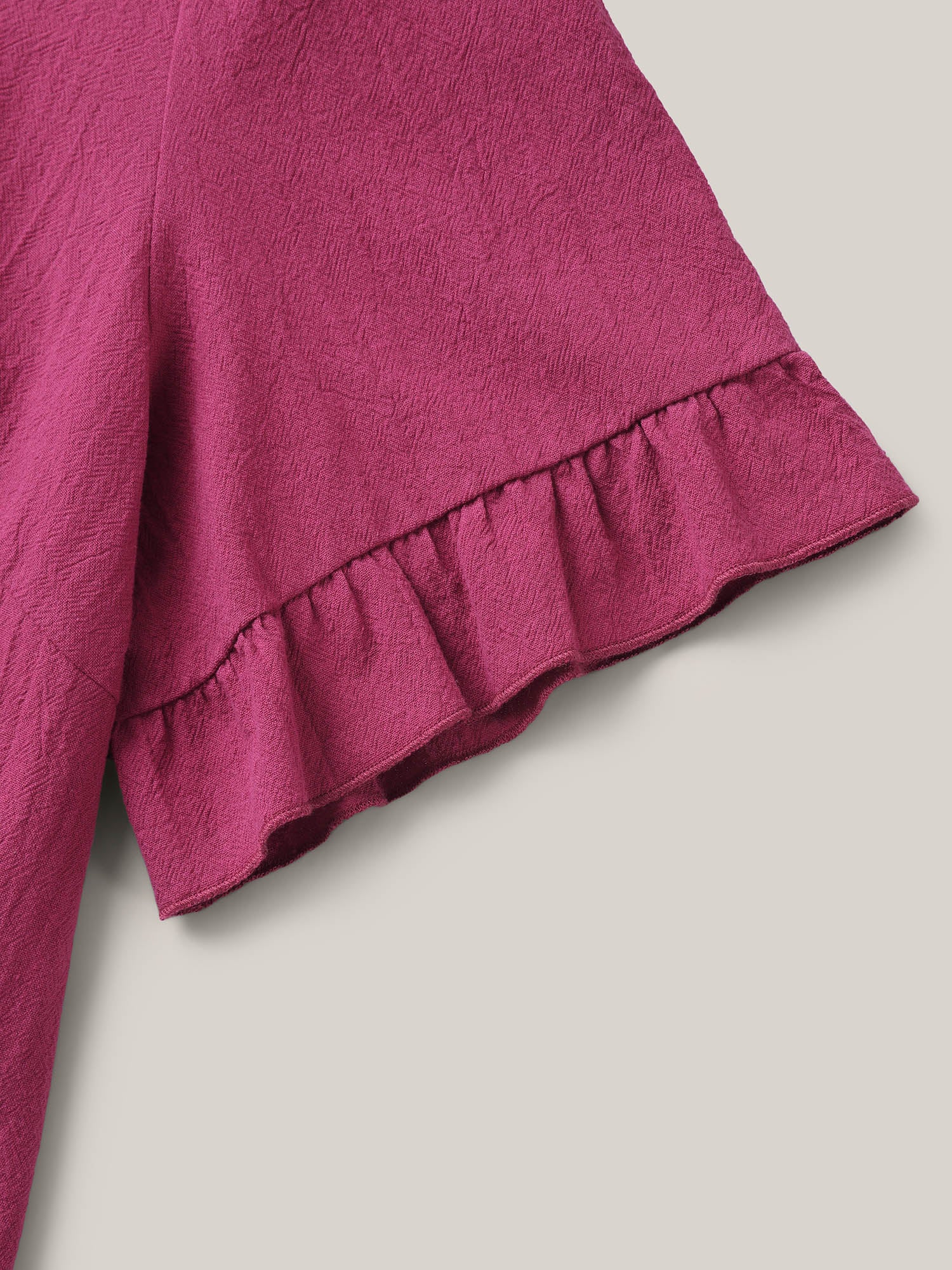 Pure Cotton Ruffled Curved Hem Blouse