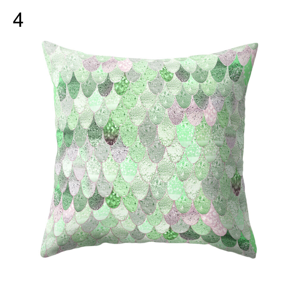 18'' MERMAID-FISH SCALE THROW PILLOW SOFA CUSHION COVER HOME DECOR