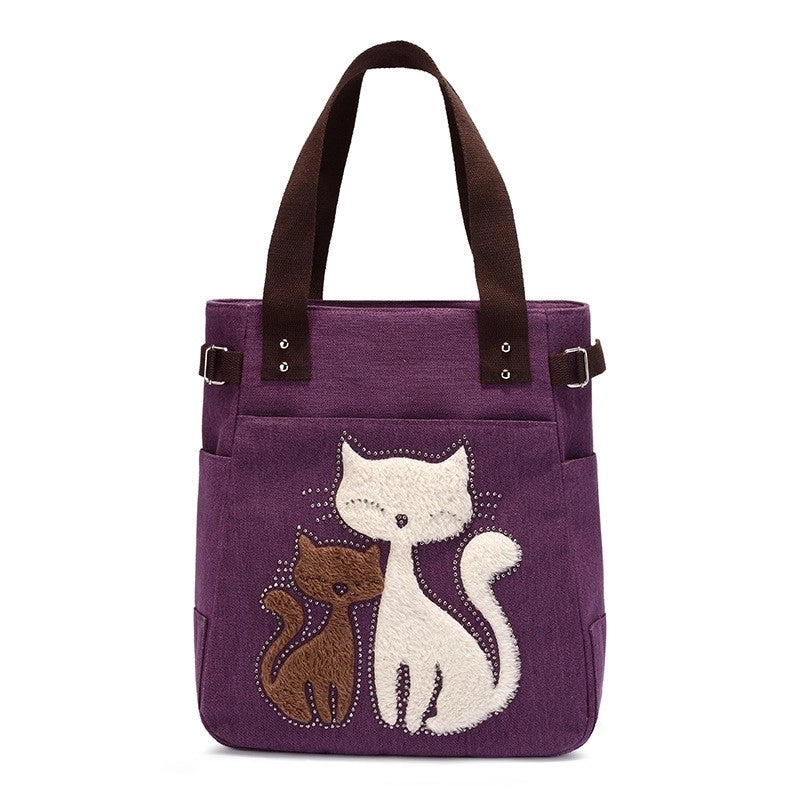 Women's Cute Cat Canvas Shopping Bags