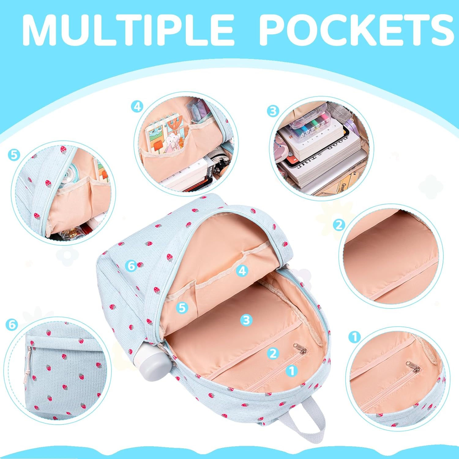 Bluboon School Backpack Teens Girls Boys Kids School Book Bags with Lunch Box Pencil Bag