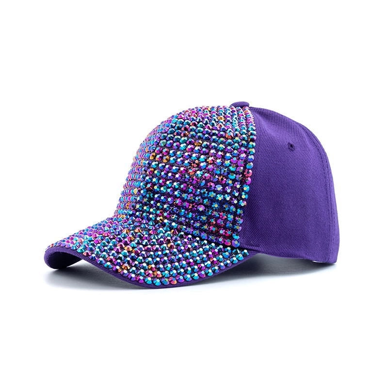 Women's Elegant Color Block Chain Curved Eaves Baseball Cap