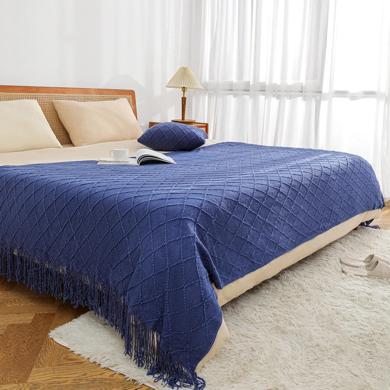 Tassel Sofa Towel Sofa Pillow Blanket Bedroom Bed Blanket Homestay Woven Blanket Bed Flag