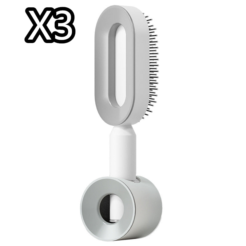 Self-cleaning hairbrush for women. One-button cleaning airbag to prevent hair loss