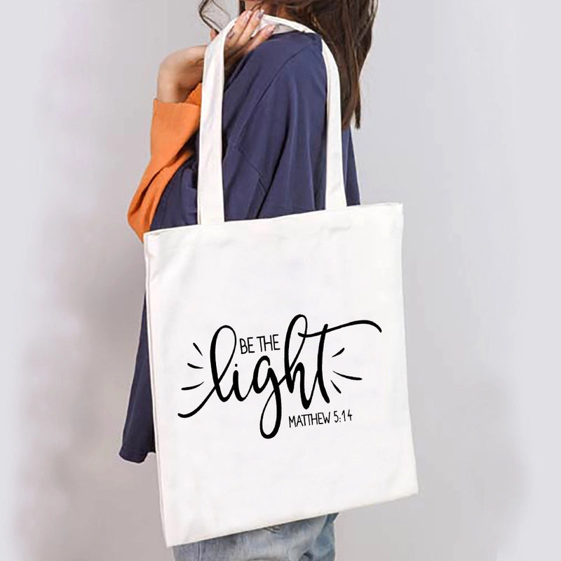 Unisex Large Canvas Letter Basic Classic Style Square Open Canvas Bag
