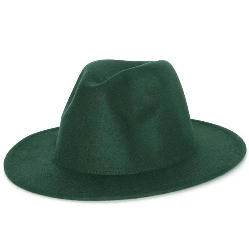 Solid Color Jazz Hat British Style Retro Woolen Hat Adult Embroidery Logo Felt Hat