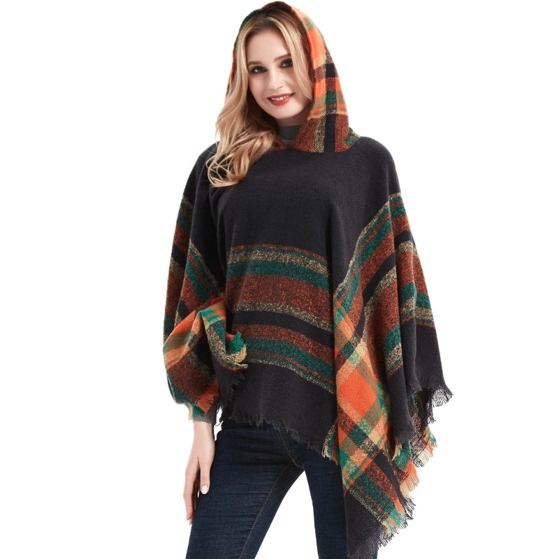 Women's Streetwear Plaid Polyester Tassel Shawl