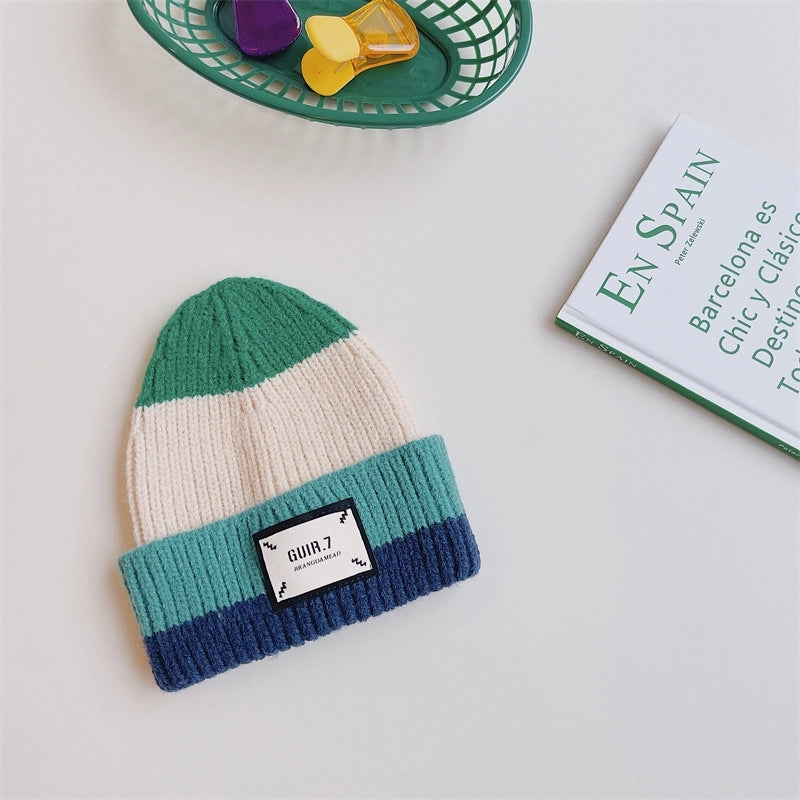 Children Unisex Streetwear Color Block Wool Cap