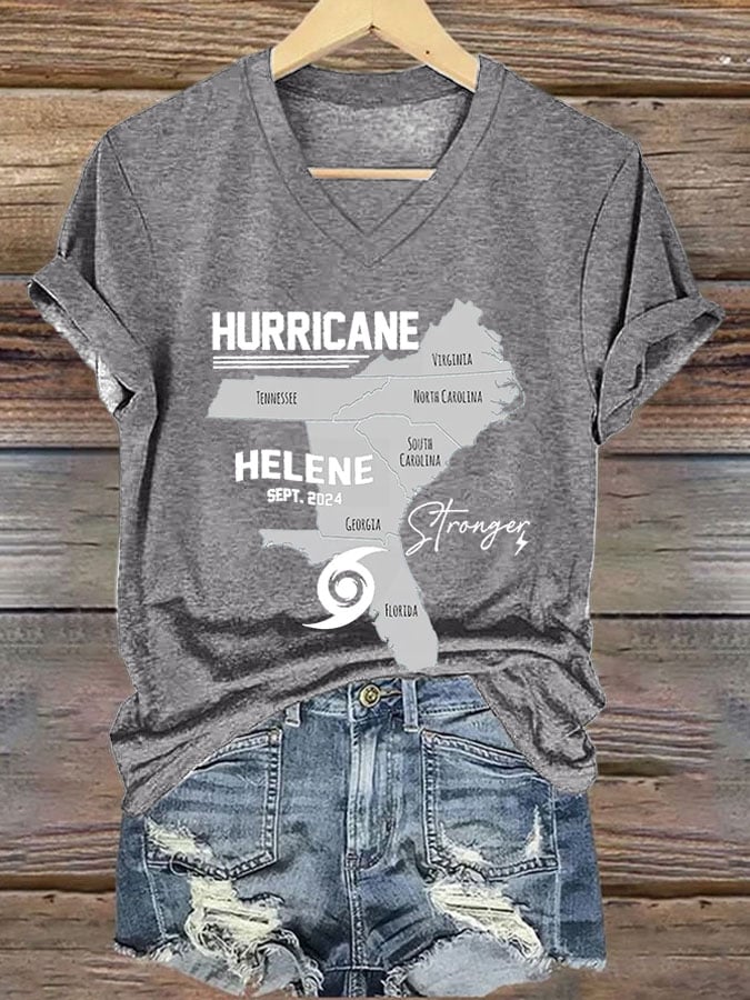 Women's Hurricane Helene Strong Print Casual T-Shirt