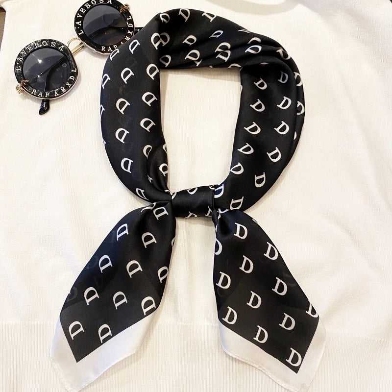 Women's Elegant Geometric Polyester Printing Silk Scarf