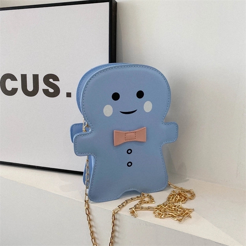 Women's Pu Leather Cartoon Character Cute Oval Zipper Shoulder Bag