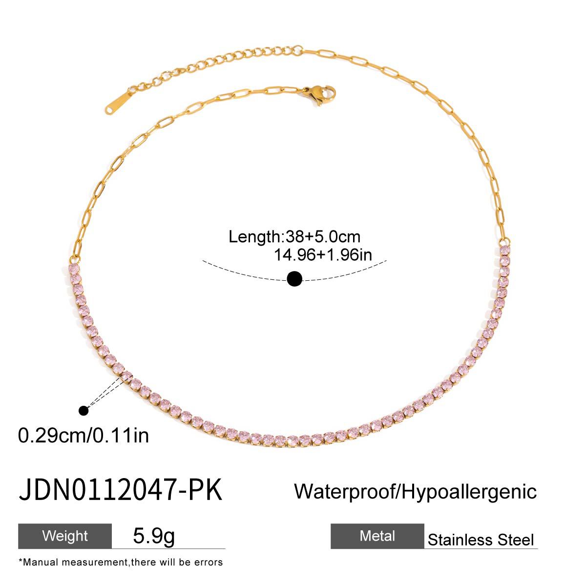 Stainless Steel Full Diamond Tennis Necklace Female Clavicle Chain 18K Gold Necklace