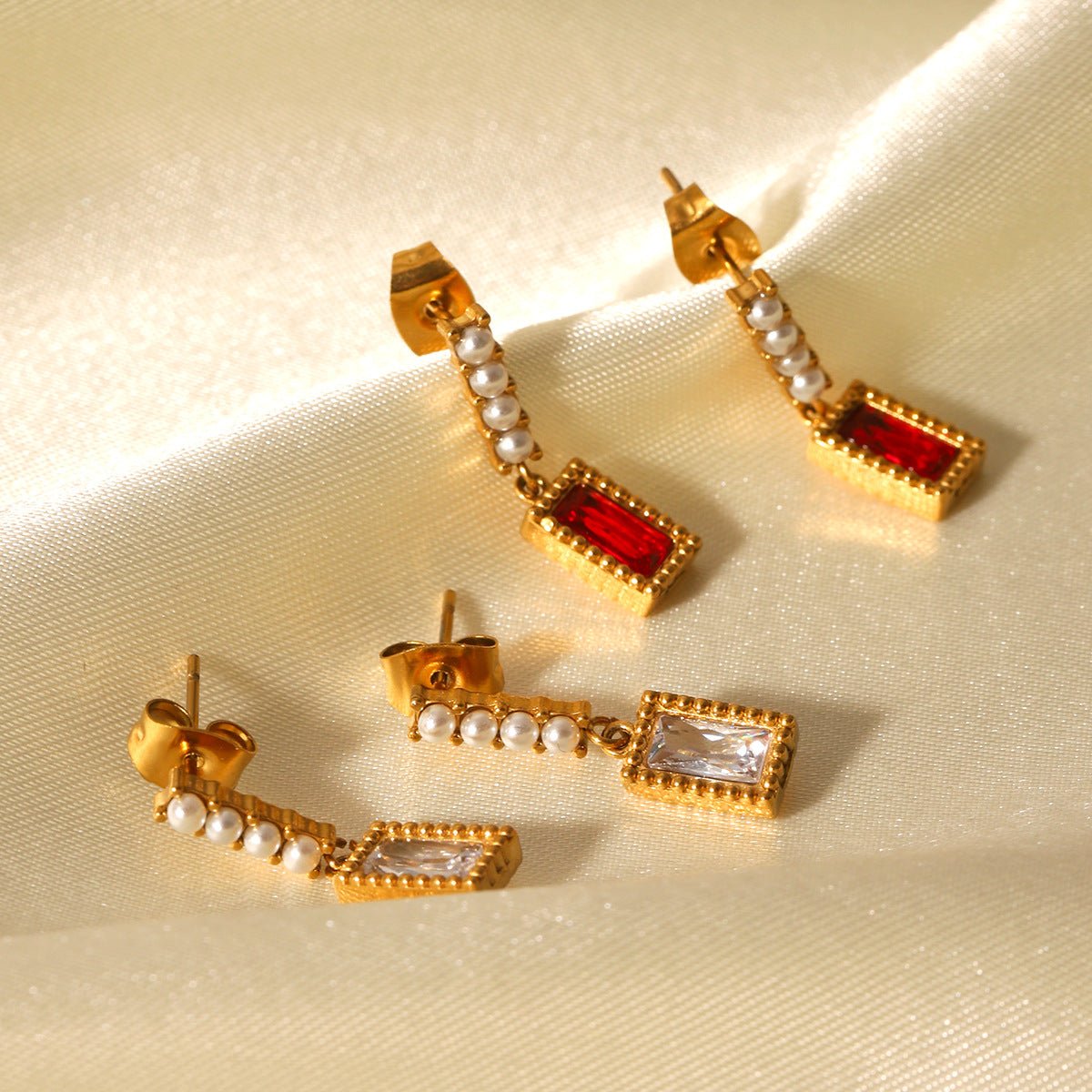 Stainless Steel With Pearl Earrings Zircon Earrings Titanium Steel
