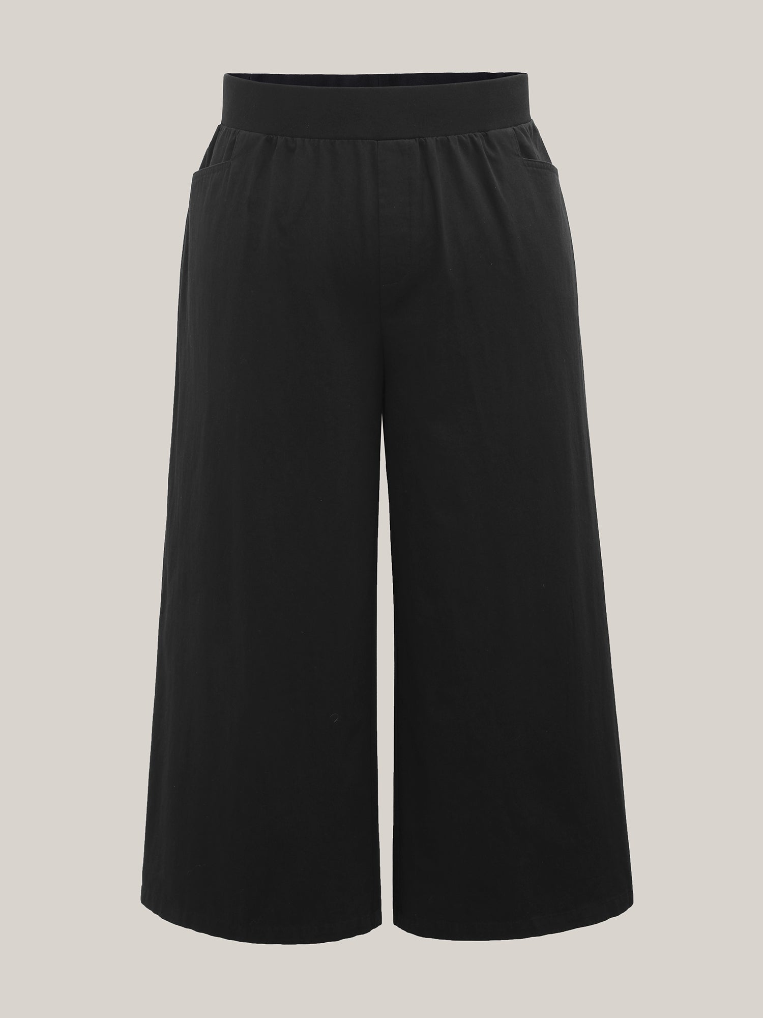 Cotton Threaded Spliced Wide-Leg Pants