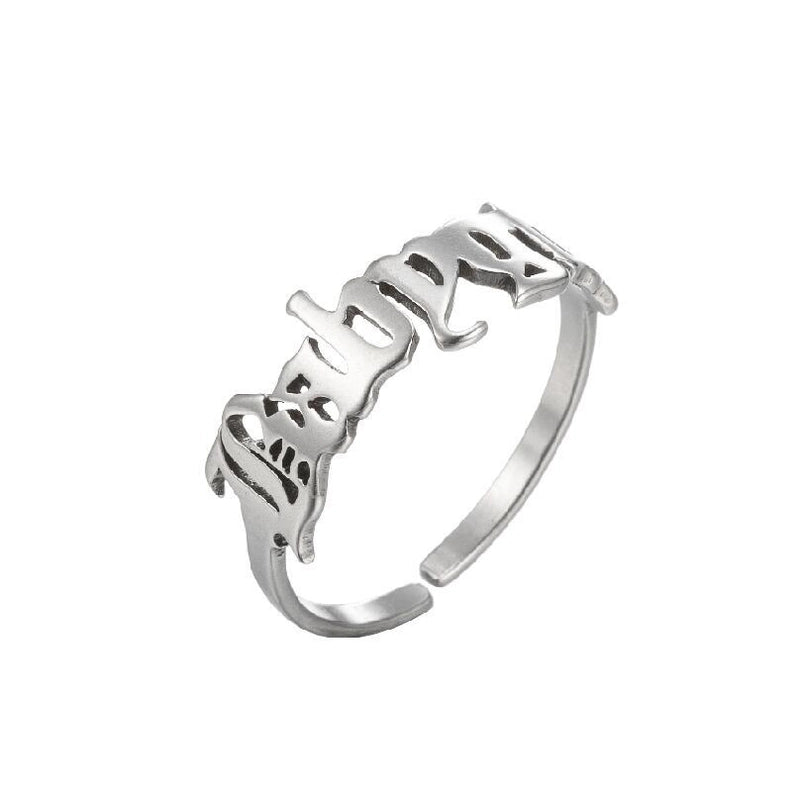 Fashion Letter 201 Stainless Steel 18K Gold Plated Hollow Out Rings