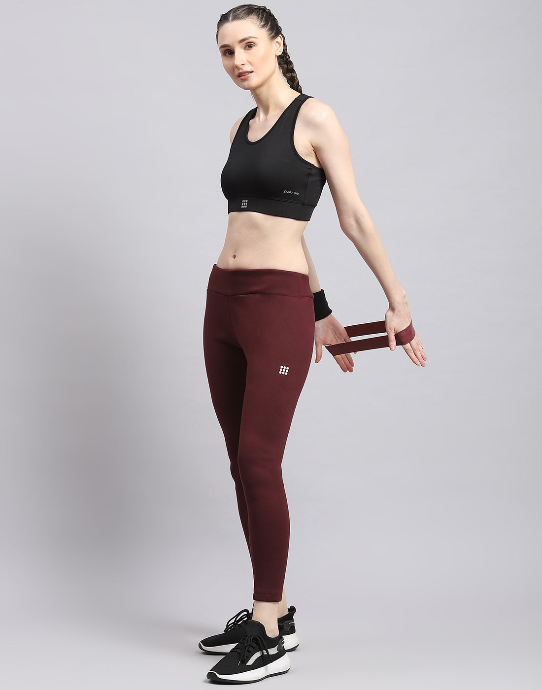 Women Maroon Solid Regular Fit Legging